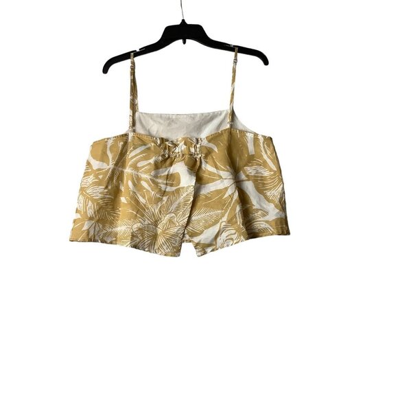 NWT Nude Lucy Women Size L Linen Tropical Boho Style Yellow Slip Inside Tank Top - Picture 9 of 9